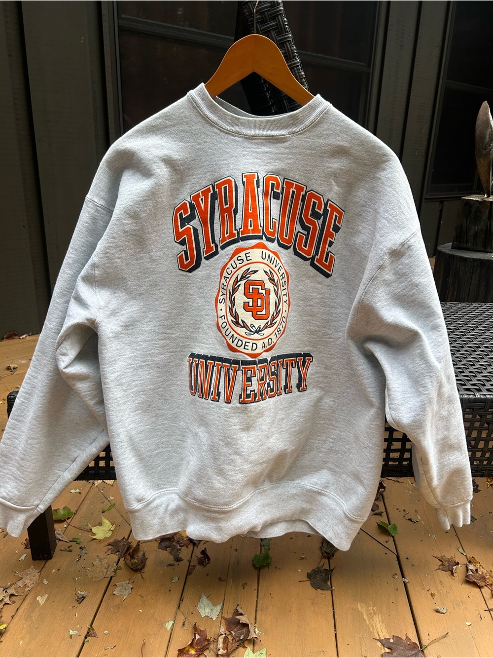 Vintage Syracuse University Gray Crewneck with Orange & White Logo